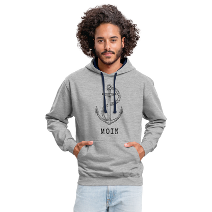 Kontrast-Hoodie - Moin - Grau meliert/Navy