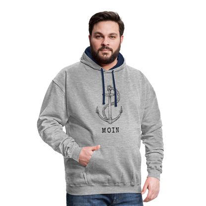 Kontrast-Hoodie - Moin - Grau meliert/Navy