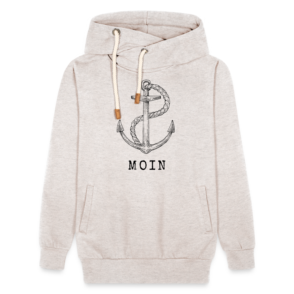 Unisex Schalkragen Hoodie - Moin - Beige meliert