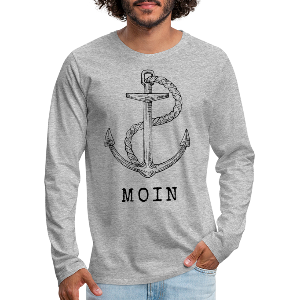 Männer Premium Langarmshirt - Moin - Grau meliert