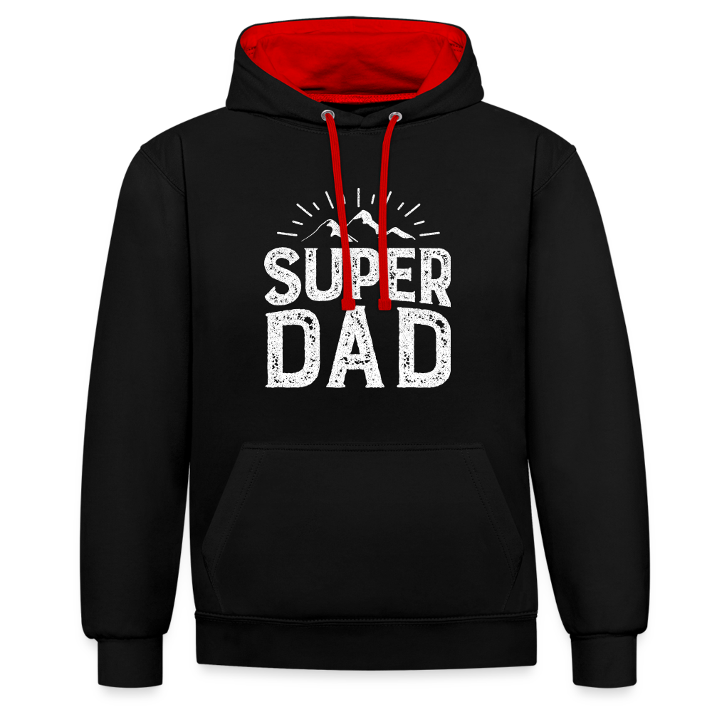 Kontrast-Hoodie - Super DAD - Schwarz/Rot