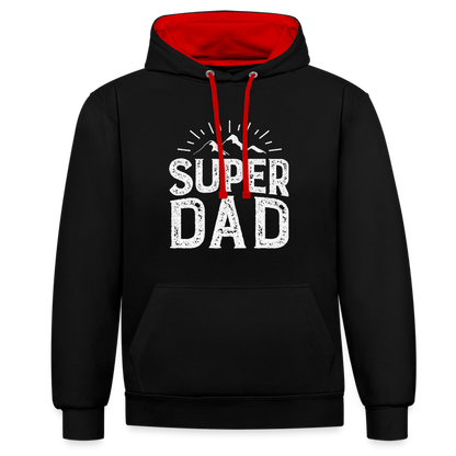 Kontrast-Hoodie - Super DAD - Schwarz/Rot