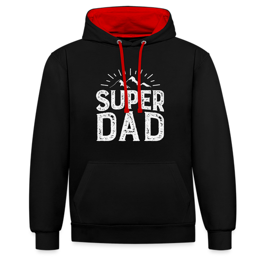 Kontrast-Hoodie - Super DAD - Schwarz/Rot