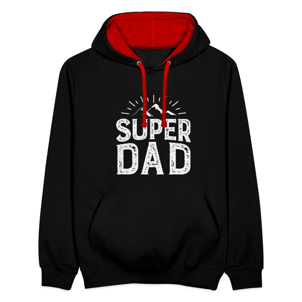 Kontrast-Hoodie - Super DAD - Schwarz/Rot