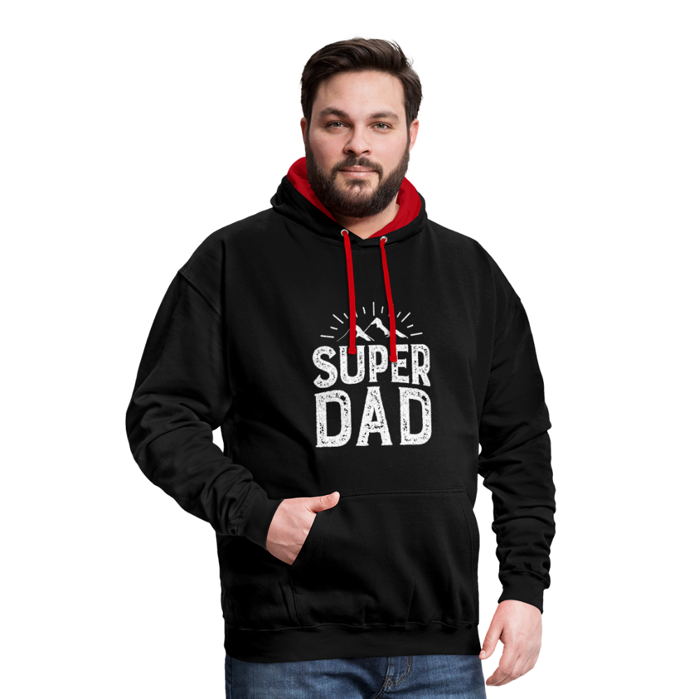 Kontrast-Hoodie - Super DAD - Schwarz/Rot