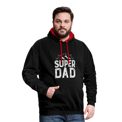 Kontrast-Hoodie - Super DAD - Schwarz/Rot