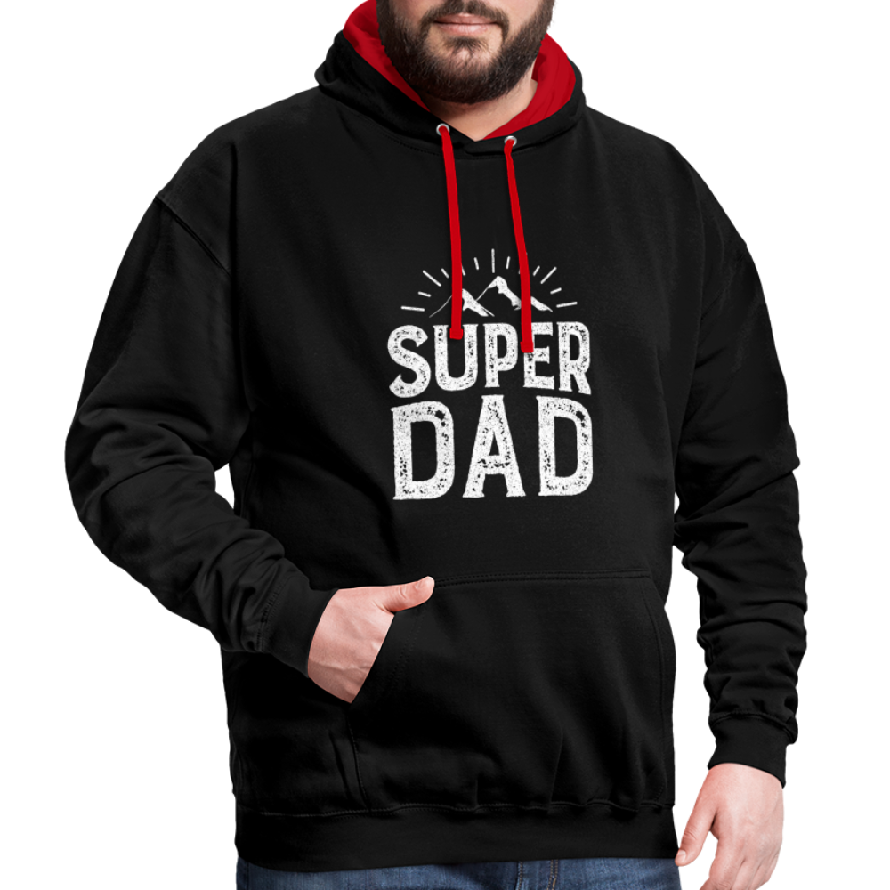 Kontrast-Hoodie - Super DAD - Schwarz/Rot