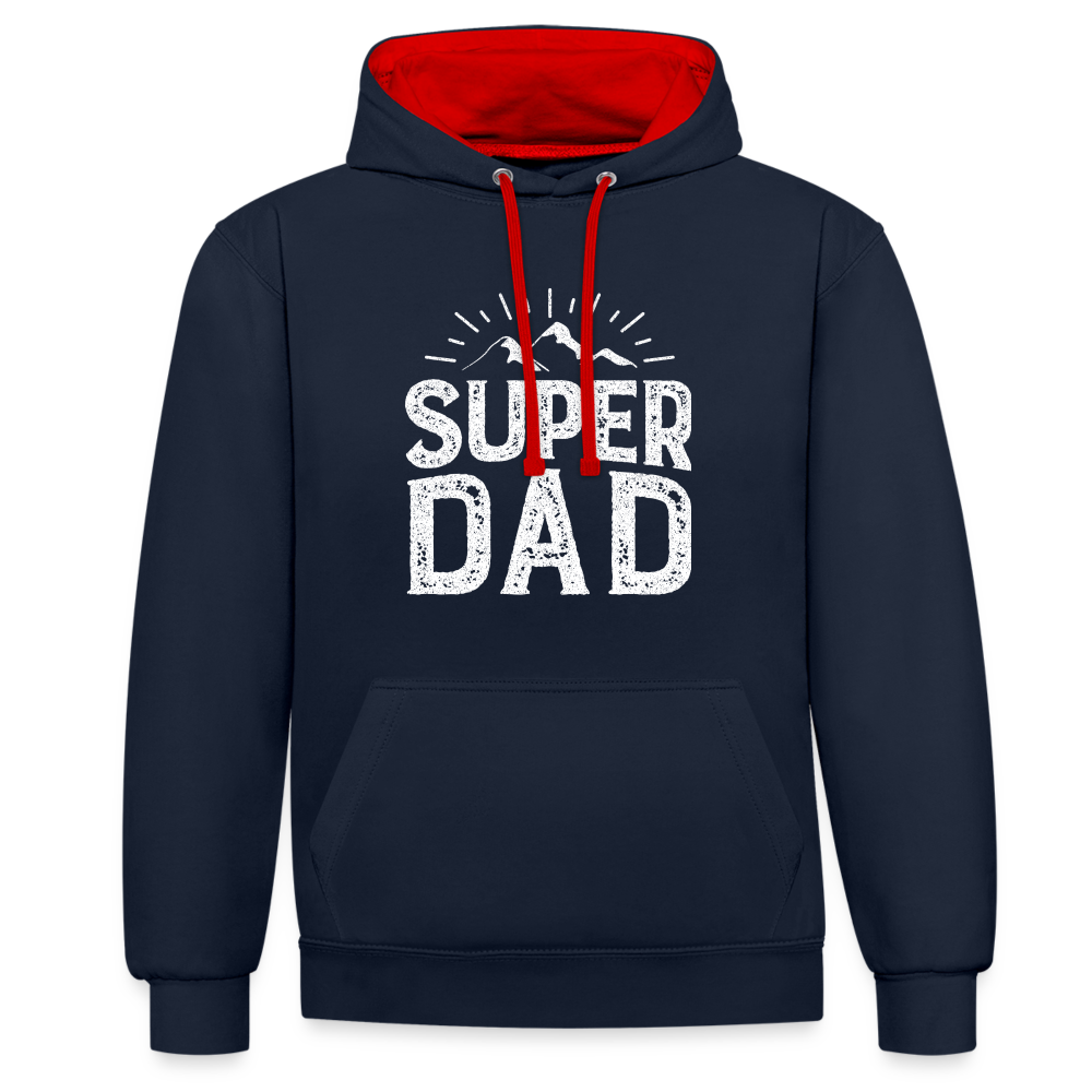 Kontrast-Hoodie - Super DAD - Navy/Rot