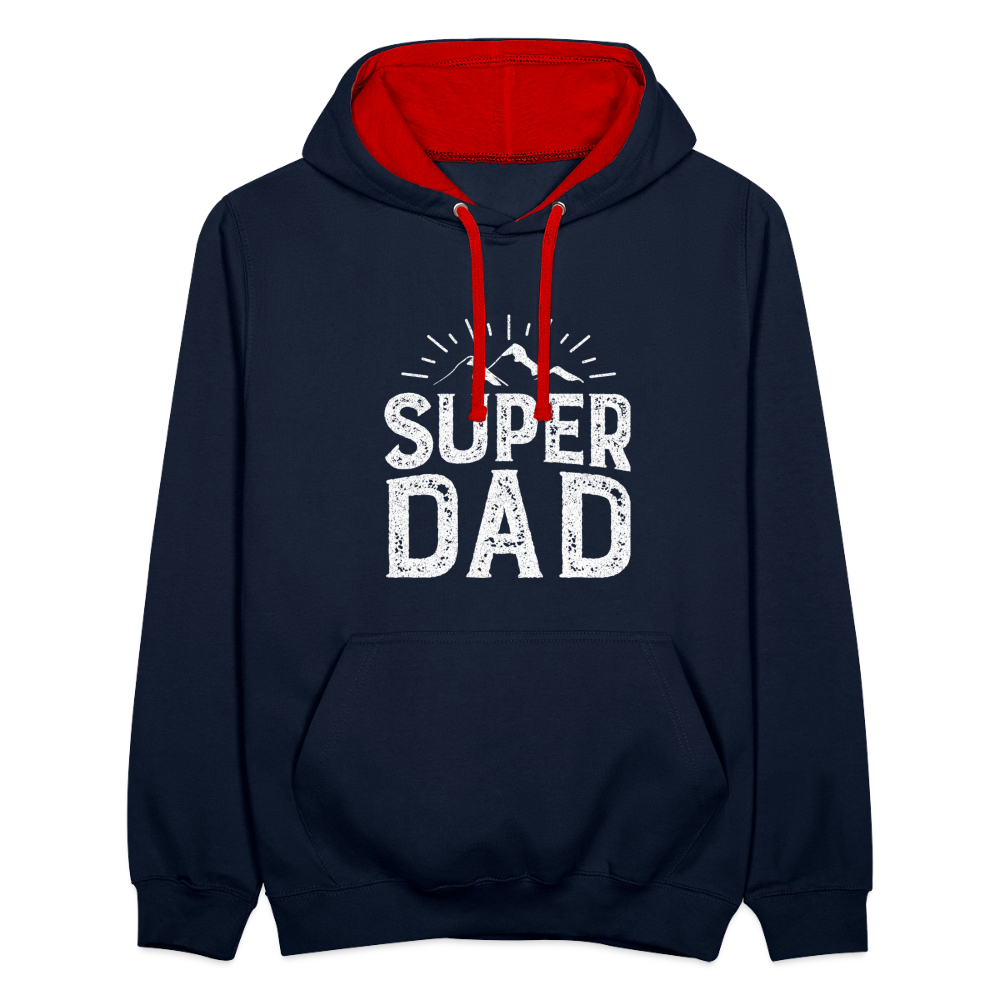 Kontrast-Hoodie - Super DAD - Navy/Rot