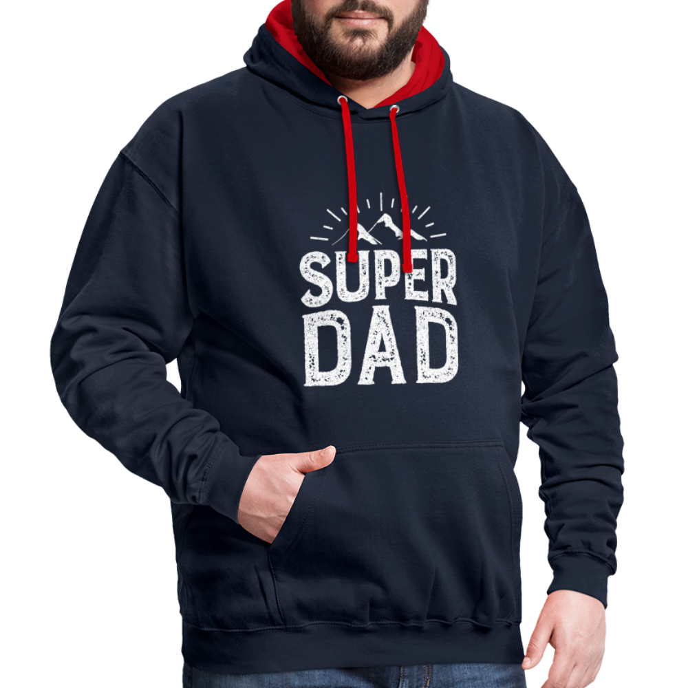 Kontrast-Hoodie - Super DAD - Navy/Rot