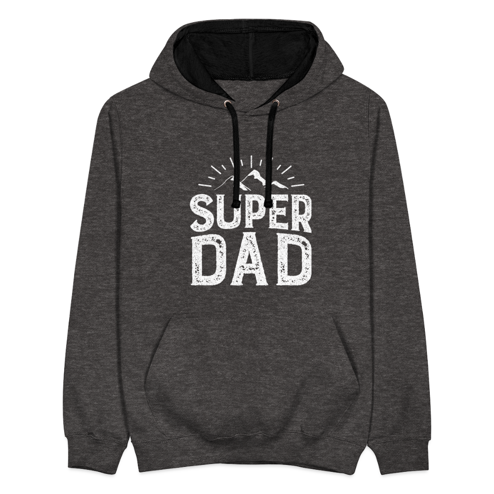 Kontrast-Hoodie - Super DAD - Anthrazit/Schwarz