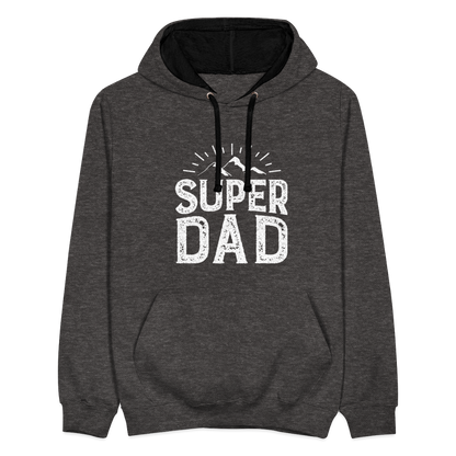 Kontrast-Hoodie - Super DAD - Anthrazit/Schwarz