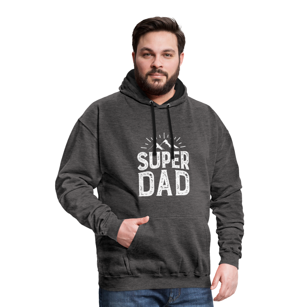 Kontrast-Hoodie - Super DAD - Anthrazit/Schwarz