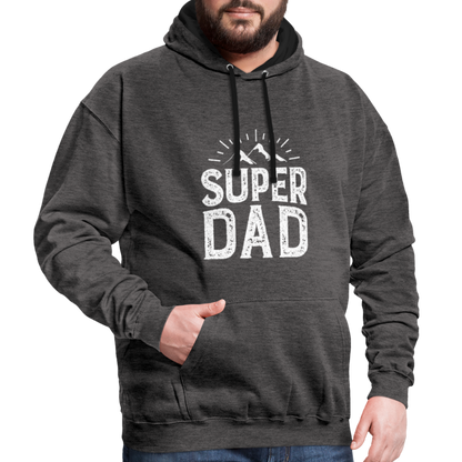 Kontrast-Hoodie - Super DAD - Anthrazit/Schwarz