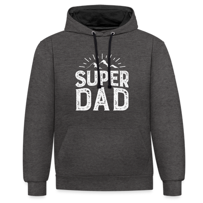 Kontrast-Hoodie - Super DAD - Anthrazit/Schwarz