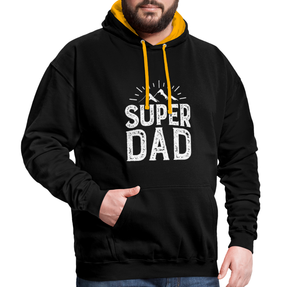 Kontrast-Hoodie - Super DAD - Schwarz/Gold