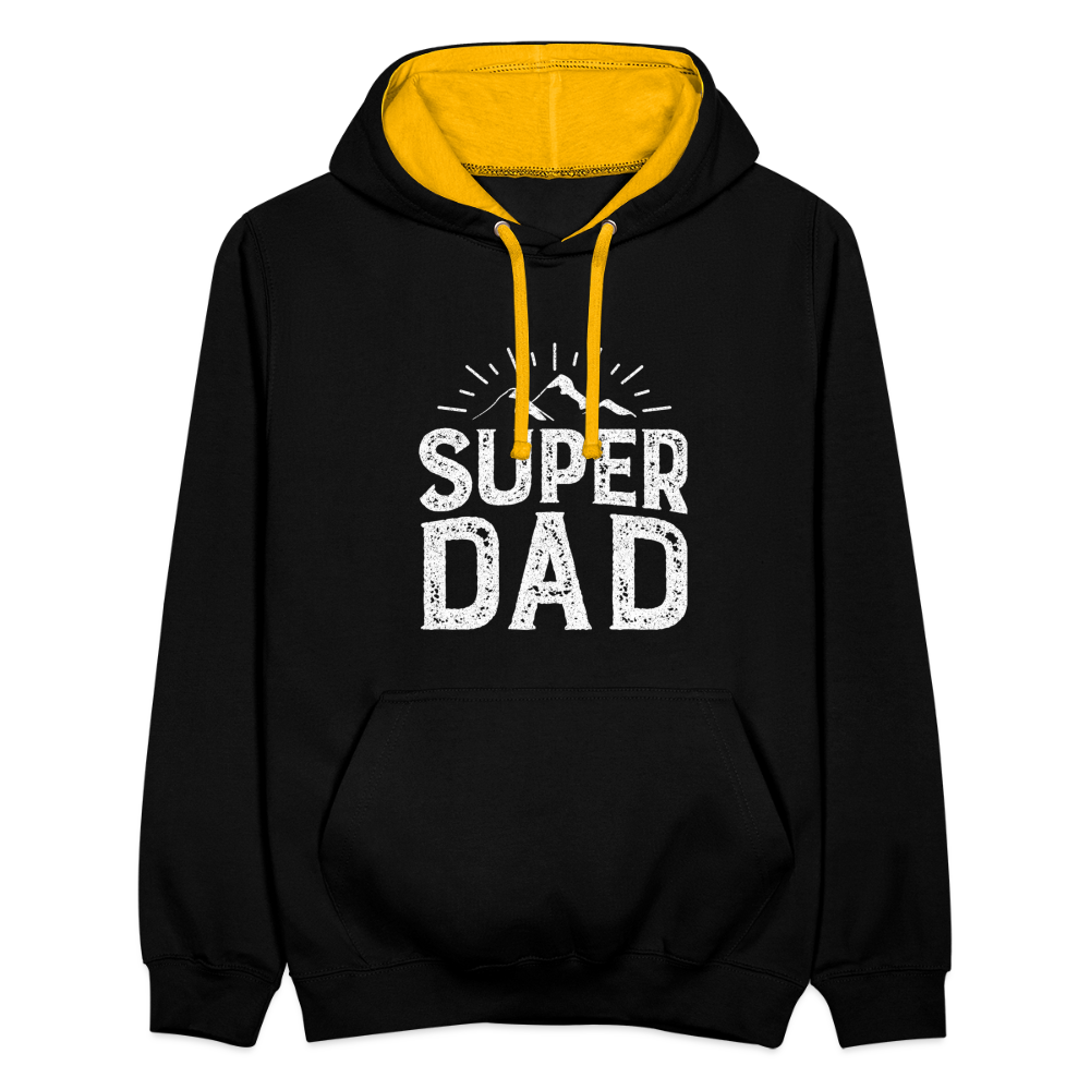 Kontrast-Hoodie - Super DAD - Schwarz/Gold