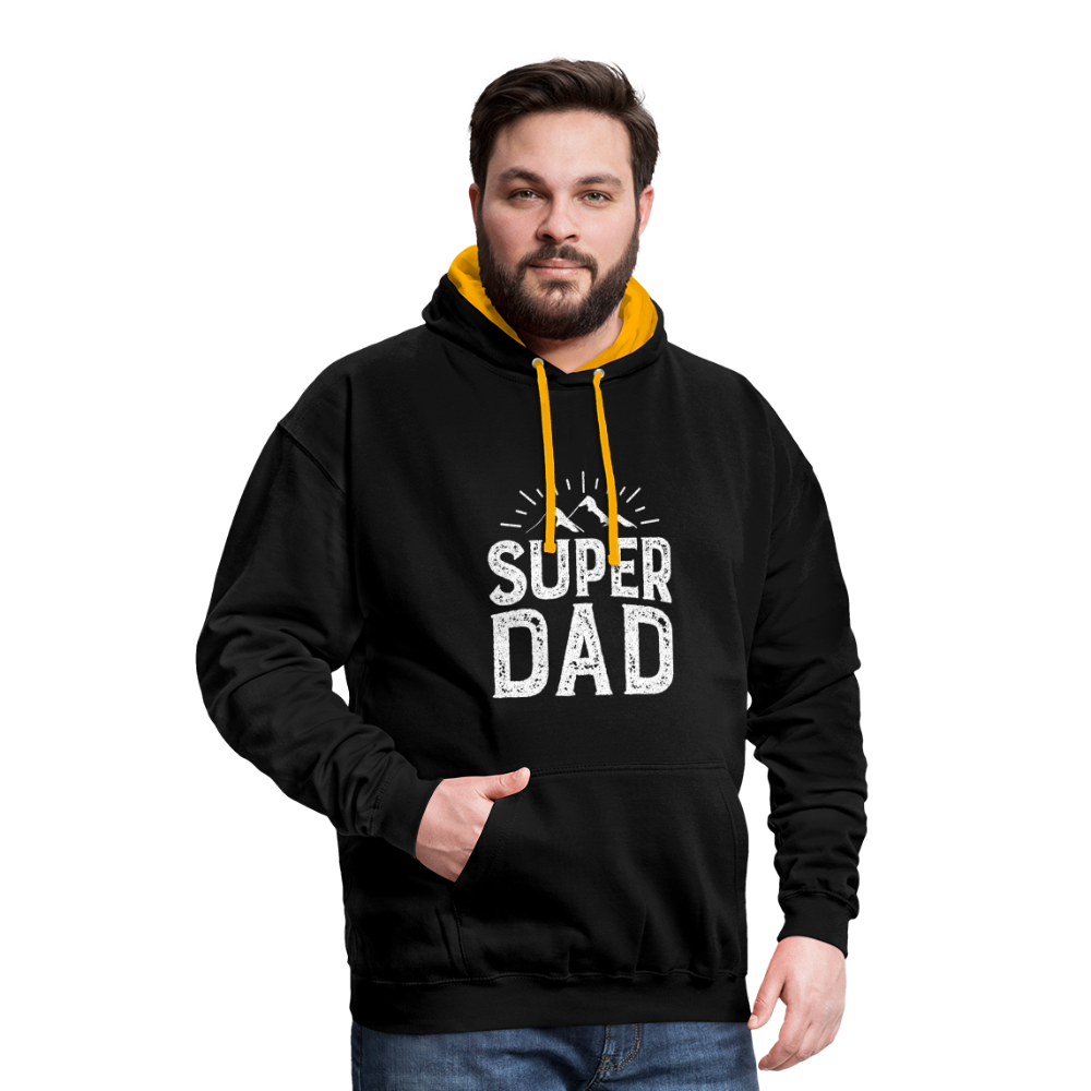 Kontrast-Hoodie - Super DAD - Schwarz/Gold