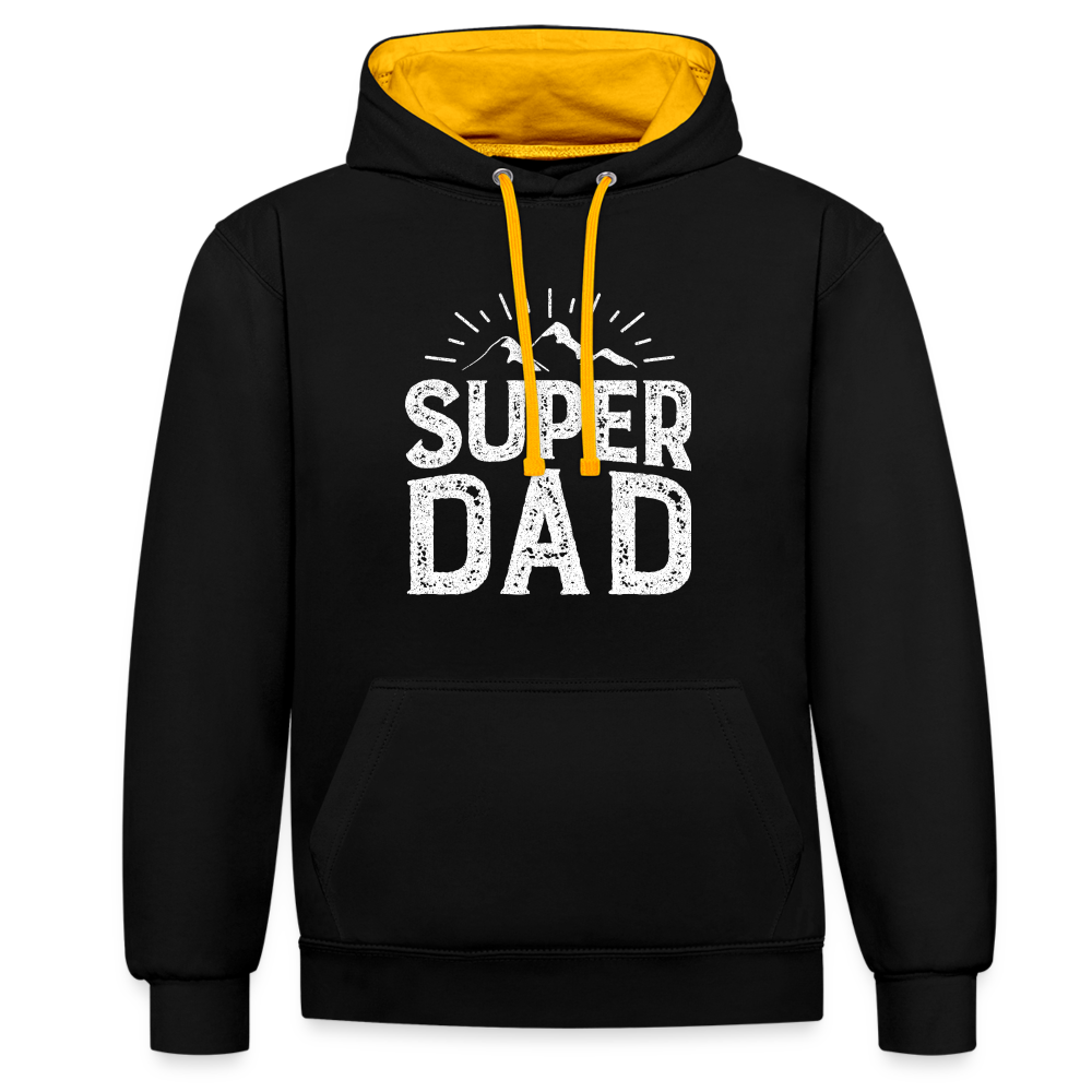 Kontrast-Hoodie - Super DAD - Schwarz/Gold