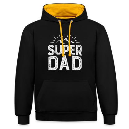 Kontrast-Hoodie - Super DAD - Schwarz/Gold