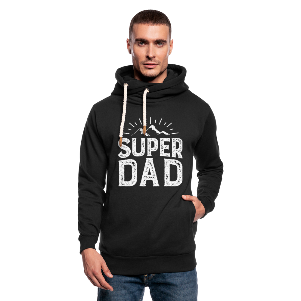 Unisex Schalkragen Hoodie - Super DAD - Schwarz