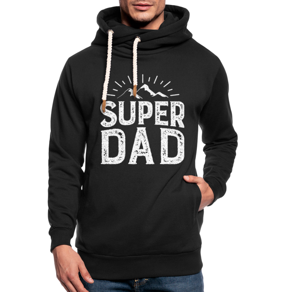 Unisex Schalkragen Hoodie - Super DAD - Schwarz