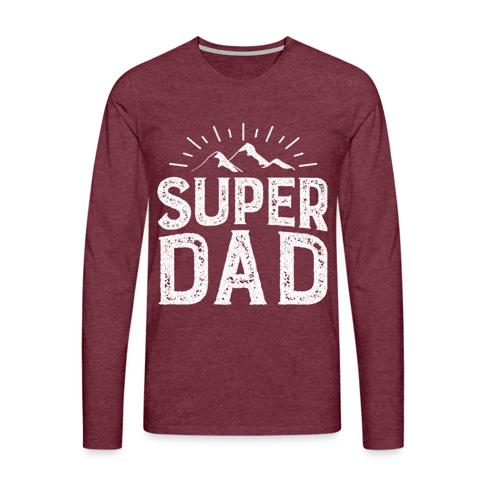 Männer Premium Langarmshirt - Super DAD - Bordeauxrot meliert