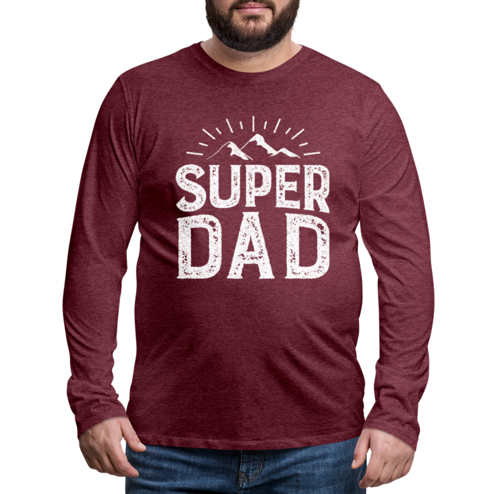 Männer Premium Langarmshirt - Super DAD - Bordeauxrot meliert