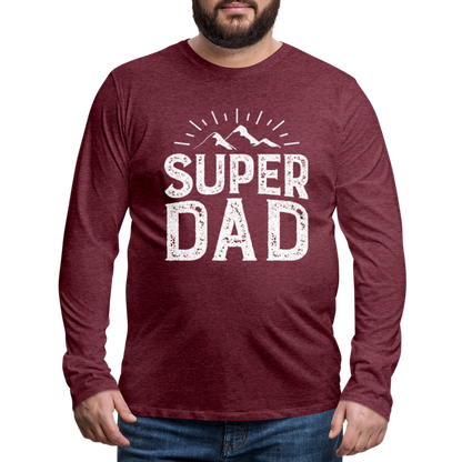 Männer Premium Langarmshirt - Super DAD - Bordeauxrot meliert