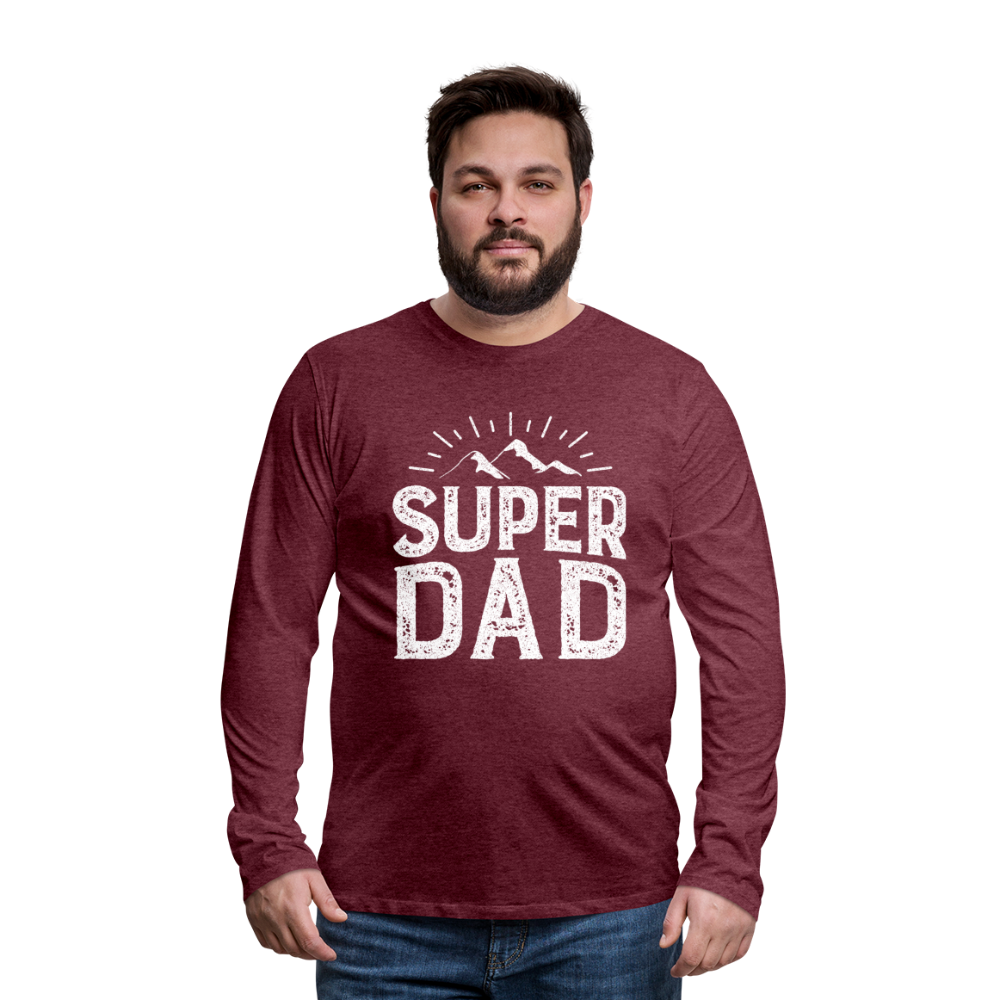 Männer Premium Langarmshirt - Super DAD - Bordeauxrot meliert