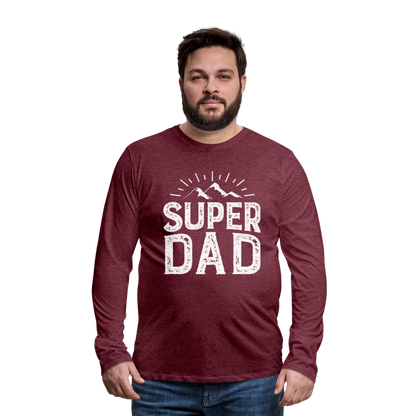 Männer Premium Langarmshirt - Super DAD - Bordeauxrot meliert