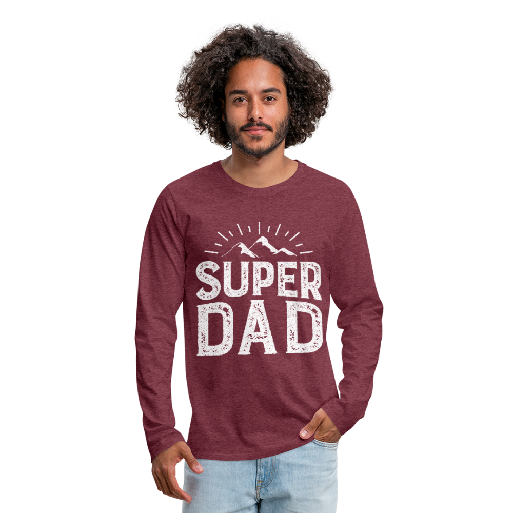 Männer Premium Langarmshirt - Super DAD - Bordeauxrot meliert