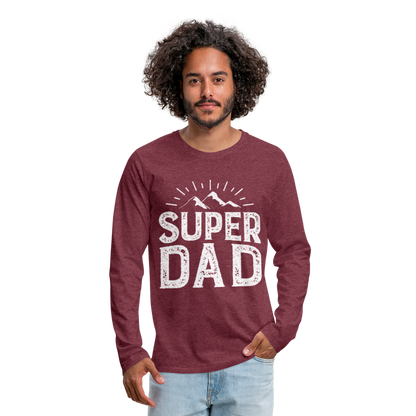 Männer Premium Langarmshirt - Super DAD - Bordeauxrot meliert