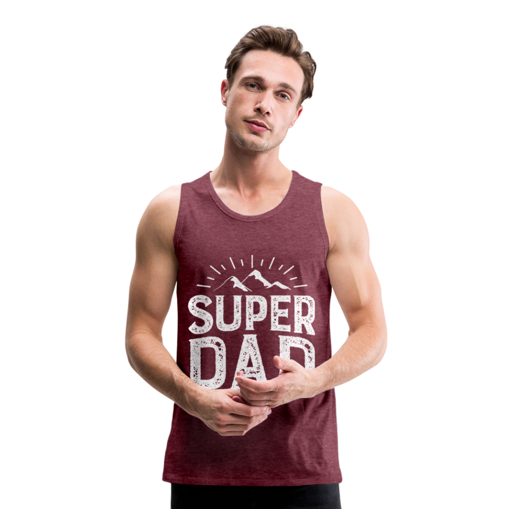 Männer Premium Tank Top - Super DAD - Bordeauxrot meliert