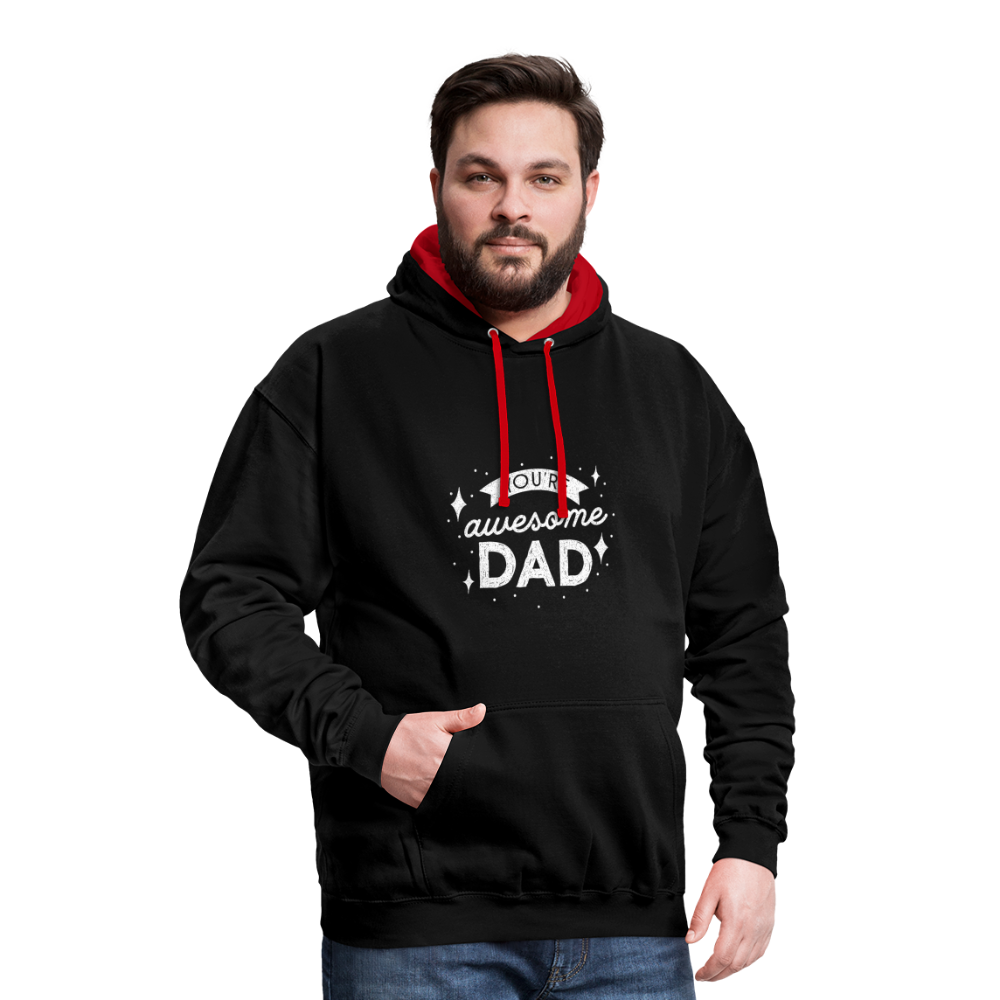 Kontrast-Hoodie - DAD - Schwarz/Rot