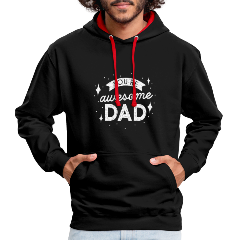 Kontrast-Hoodie - DAD - Schwarz/Rot