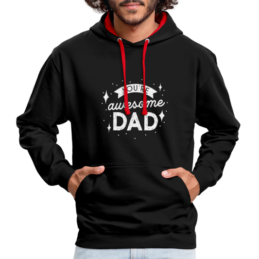 Kontrast-Hoodie - DAD - Schwarz/Rot