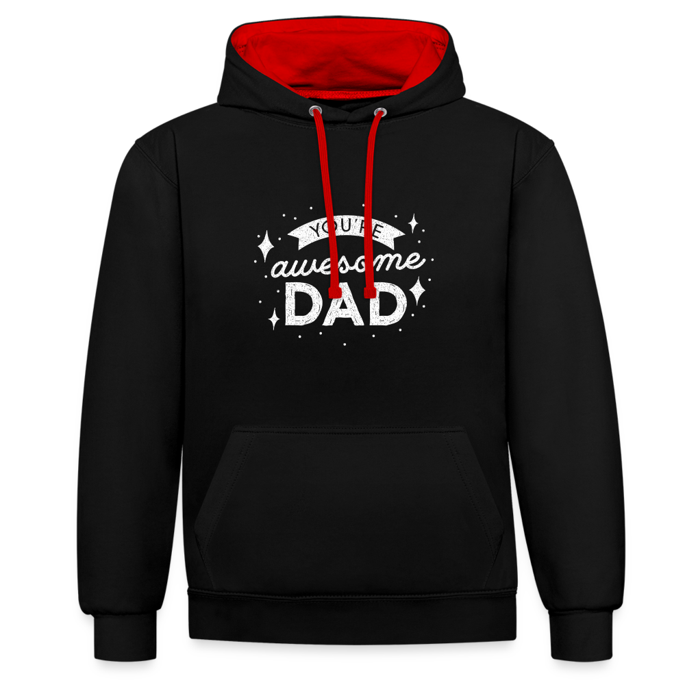 Kontrast-Hoodie - DAD - Schwarz/Rot