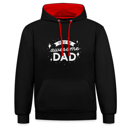 Kontrast-Hoodie - DAD - Schwarz/Rot