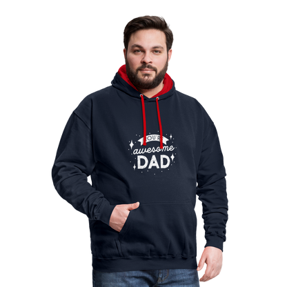 Kontrast-Hoodie - DAD - Navy/Rot