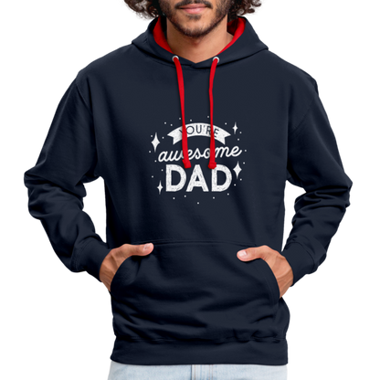 Kontrast-Hoodie - DAD - Navy/Rot