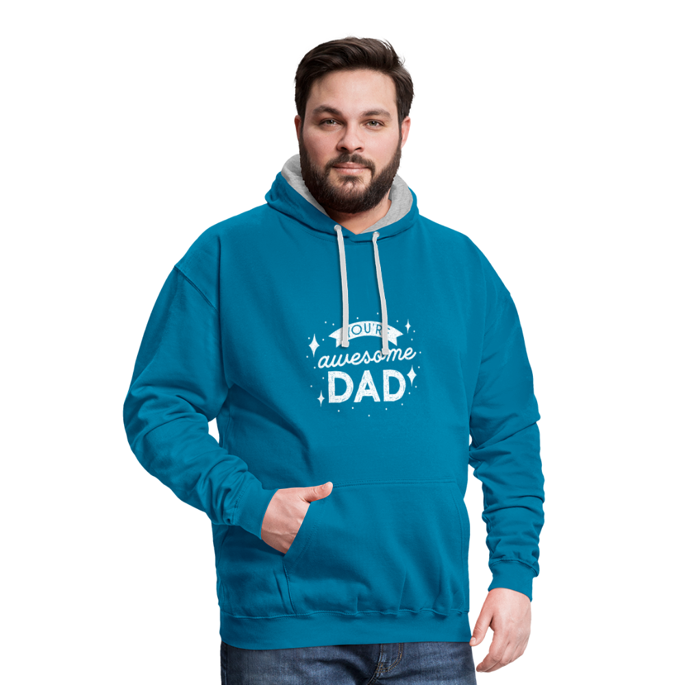 Kontrast-Hoodie - DAD - Pfauenblau/Grau meliert