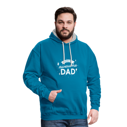 Kontrast-Hoodie - DAD - Pfauenblau/Grau meliert