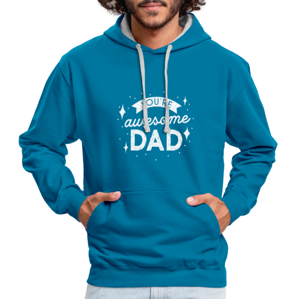 Kontrast-Hoodie - DAD - Pfauenblau/Grau meliert