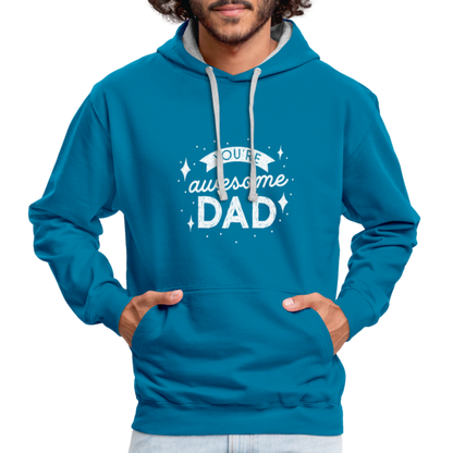 Kontrast-Hoodie - DAD - Pfauenblau/Grau meliert