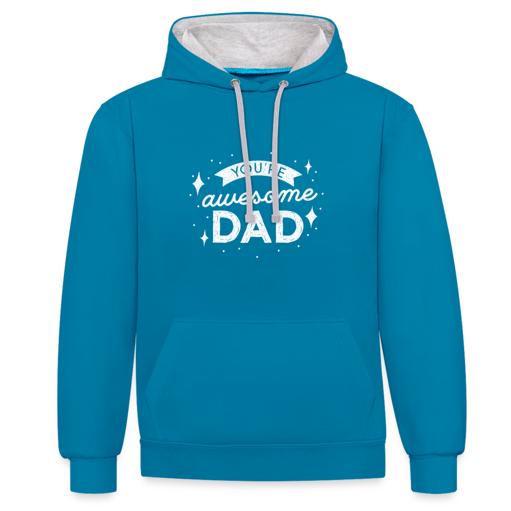 Kontrast-Hoodie - DAD - Pfauenblau/Grau meliert