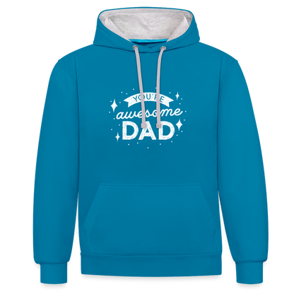 Kontrast-Hoodie - DAD - Pfauenblau/Grau meliert