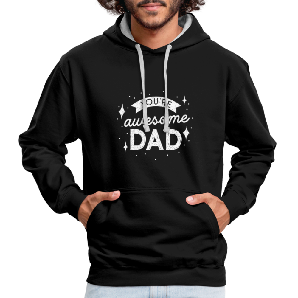 Kontrast-Hoodie - DAD - Schwarz/Grau meliert