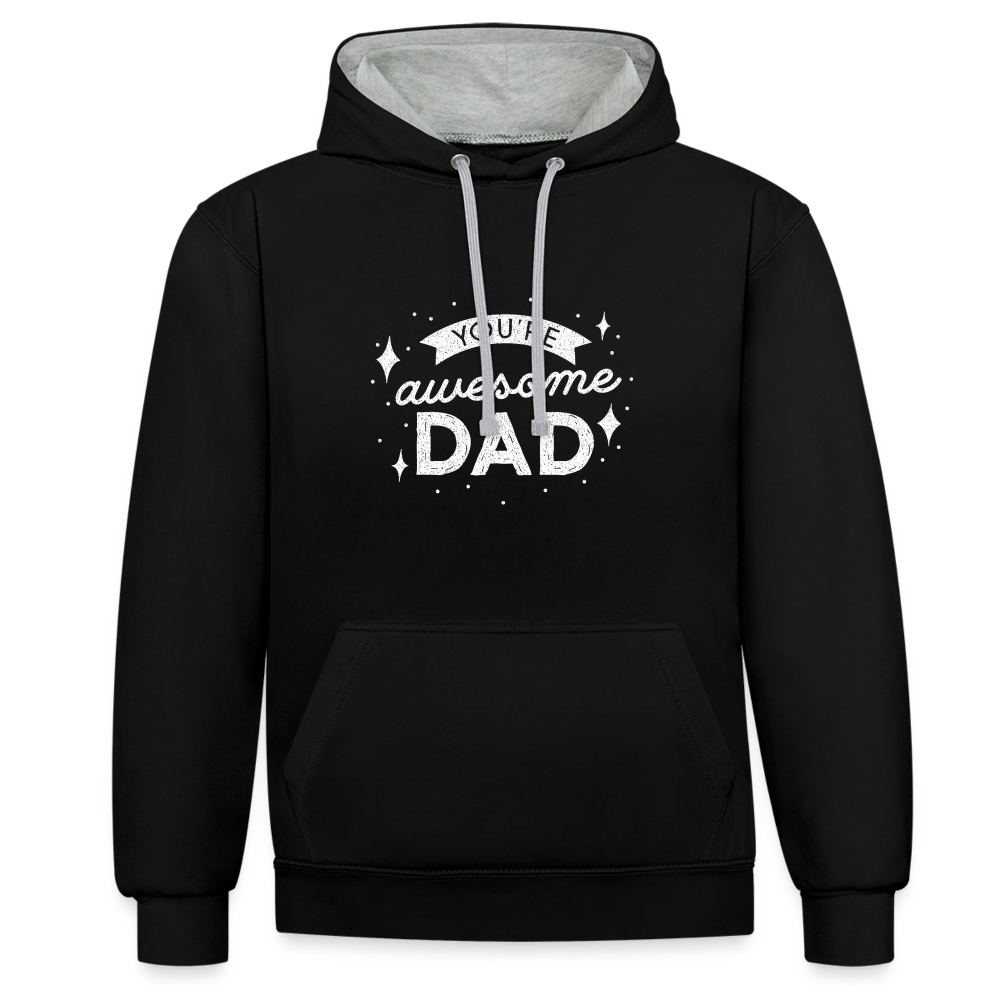 Kontrast-Hoodie - DAD - Schwarz/Grau meliert