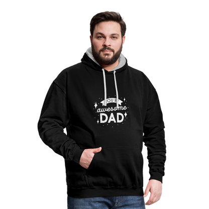 Kontrast-Hoodie - DAD - Schwarz/Grau meliert